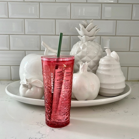 Starbucks Hammered Begonia Pink Rippled Glass - Picture 2 of 9